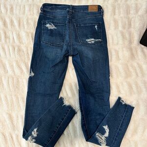 2R American Eagle Outfitters Dark Blue Distressed Jeggings